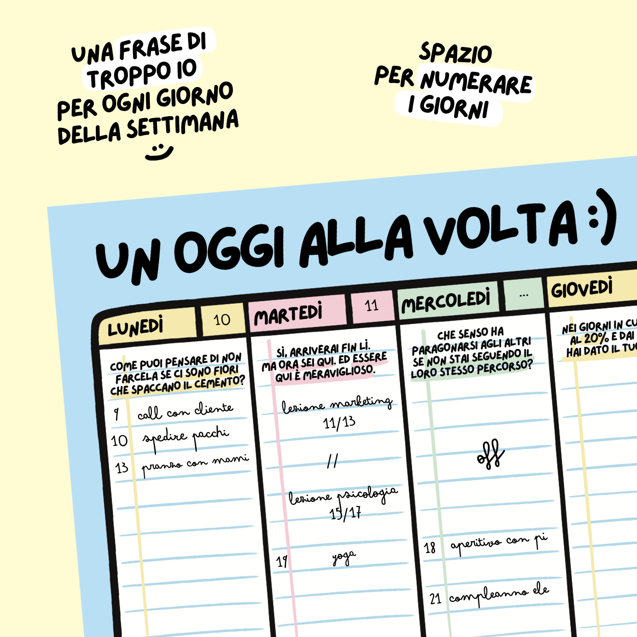 planner settimanale "un oggi alla volta"